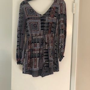 Long sleeved printed romper